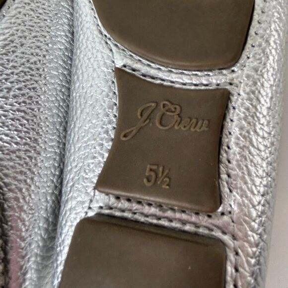 J. Crew Metallic Silver Leather Driving Moccasins Size 5.5 - Picture 9 of 10